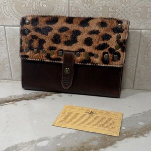 Patricia Nash Leather Leopard Print and Brown Leather Wallet
